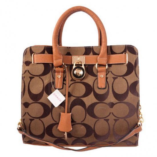 Coach Lock Medium Camel Totes AON Coach Lock Medium Camel Totes AON